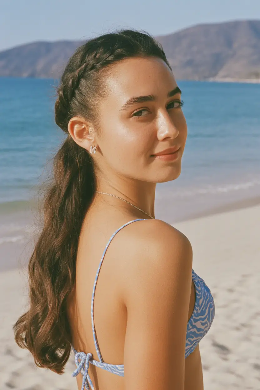 summer hairstyles for swimming 2026 Soft Side Braids Into Relaxed Beach Lengths