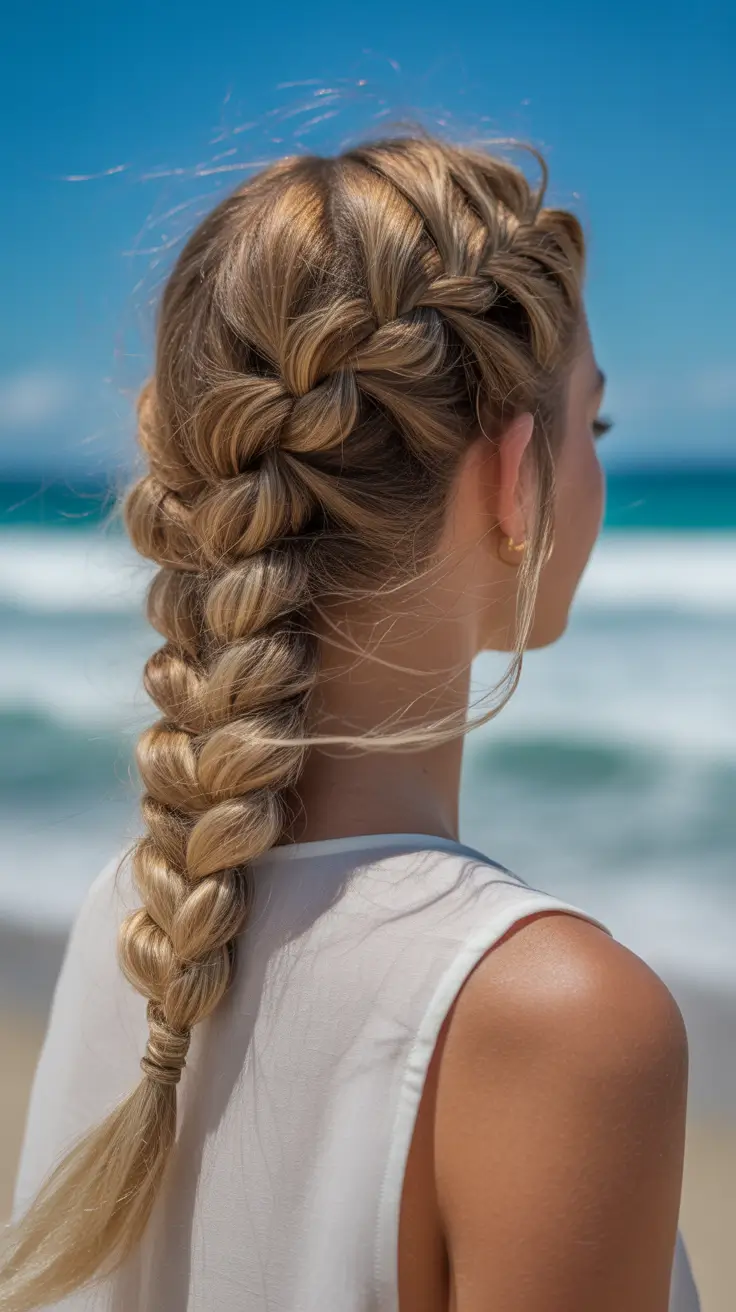 summer hairstyles for swimming 2026 Voluminous Dutch Braid Down The Back