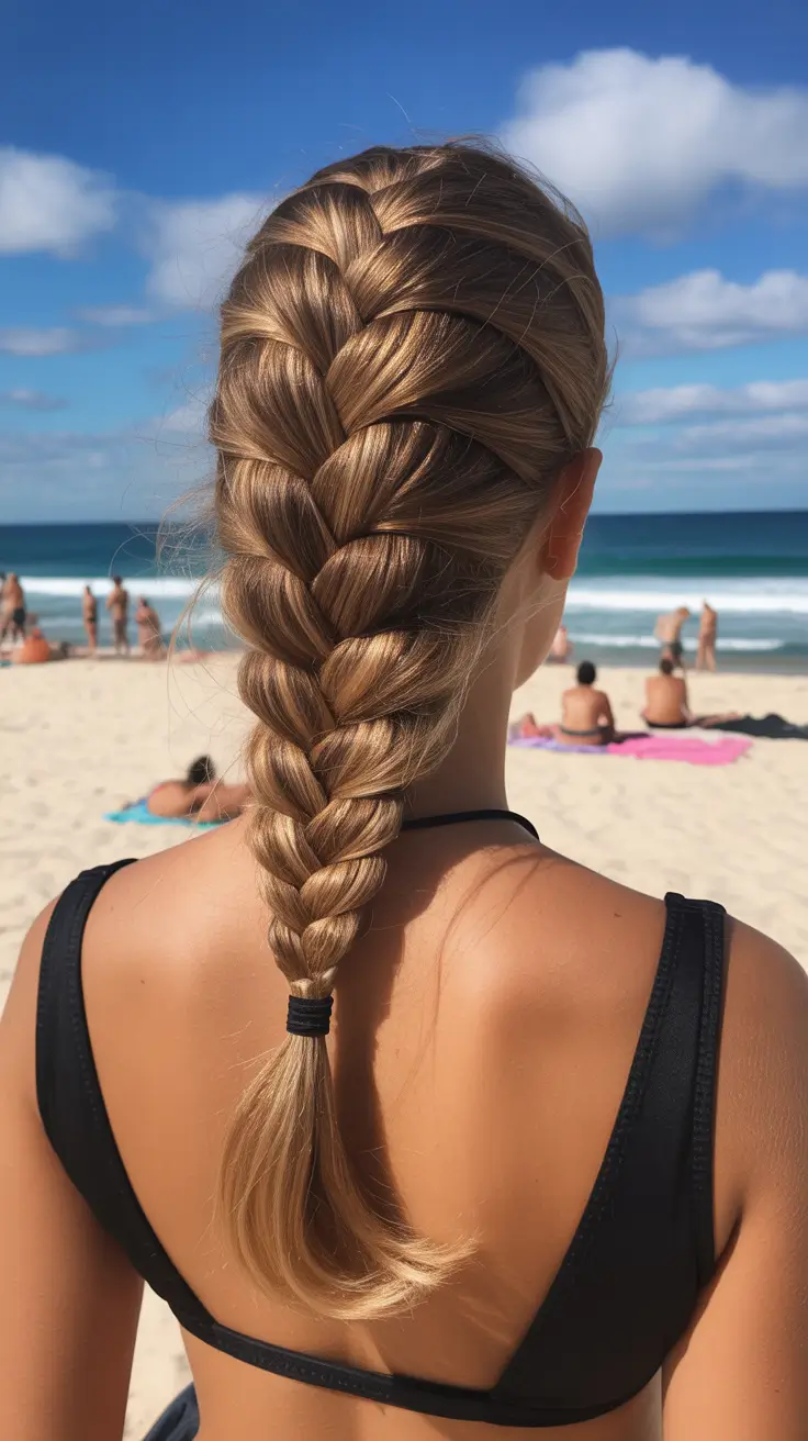 summer hairstyles for swimming 2026 Thick Structured Braid For Active Beach Days