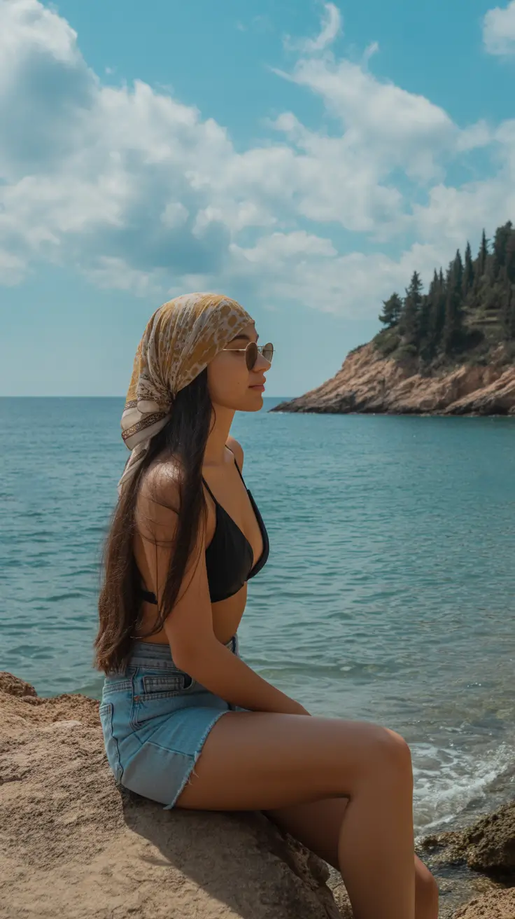 summer hairstyles for swimming 2026 Headscarf Style For Sun And Salt Protection