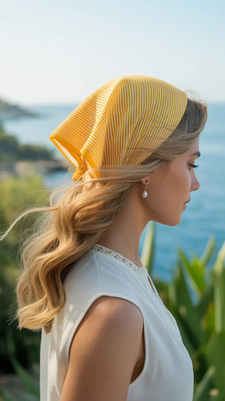 summer headscarf Soft Blonde Waves With Light Cotton Headscarf