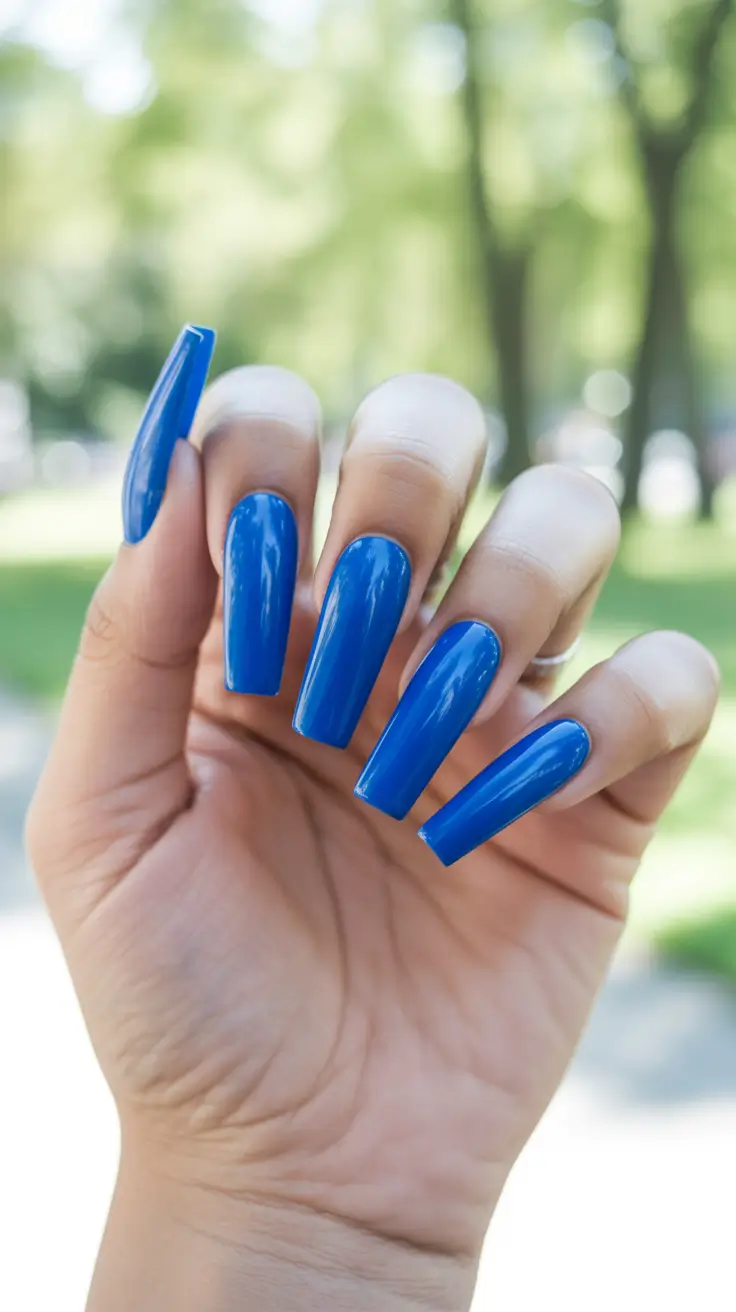 summer nail colors ideas 2026 beach Ocean Blue Coffin Nails A Bold Coastal Statement