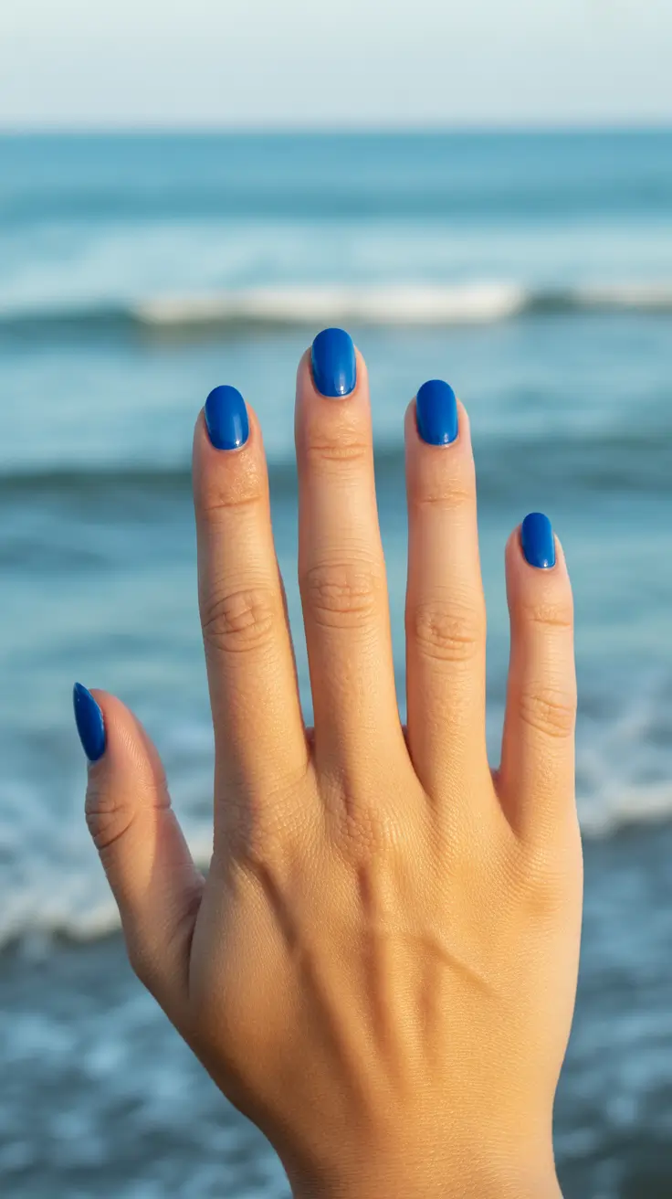 summer nail colors ideas 2026 beach Deep Ocean Blue Nails For Effortless Coastal Style