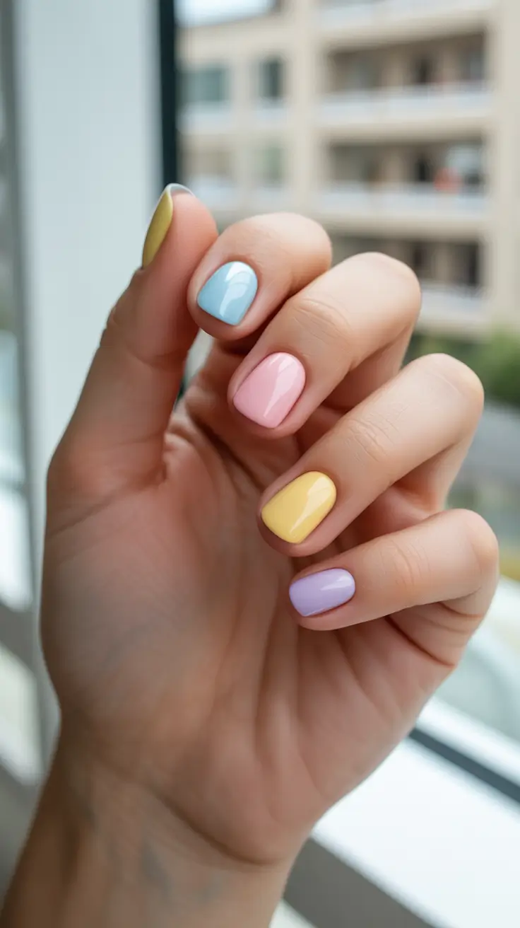 summer nail colors ideas 2026 beach Soft Pastel Rainbow Nails For A Playful Summer Mood