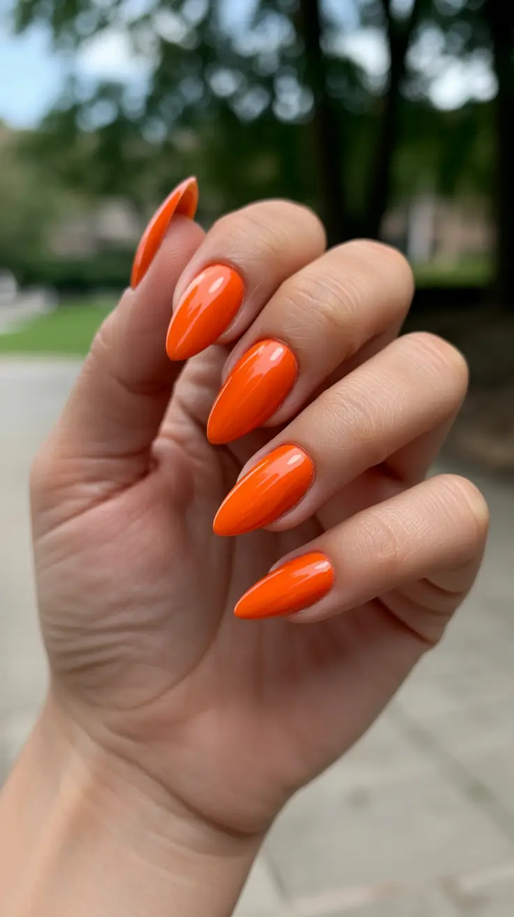 summer nail colors ideas 2026 beach Juicy Orange Almond The Ultimate Summer Energy
