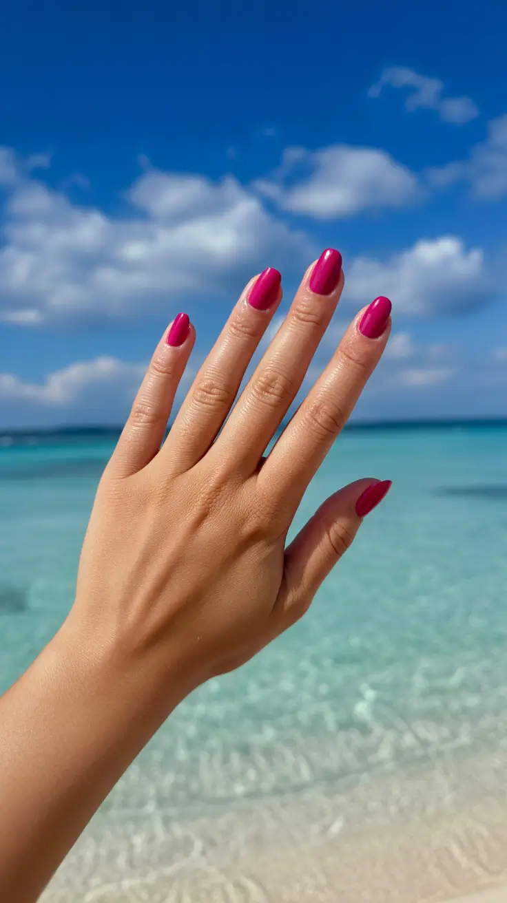 summer nail colors ideas 2026 beach Hot Pink Beach Nails That Glow Under The Summer Sun