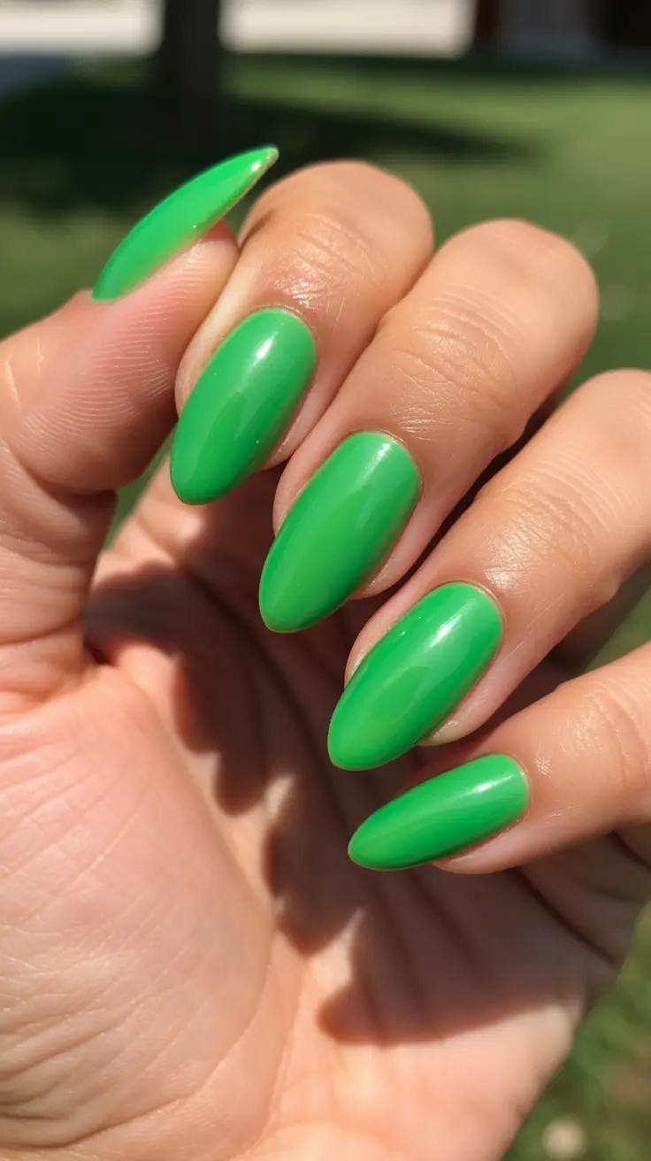 summer nail colors ideas 2026 beach Fresh Green Almond A Tropical Mood Booster