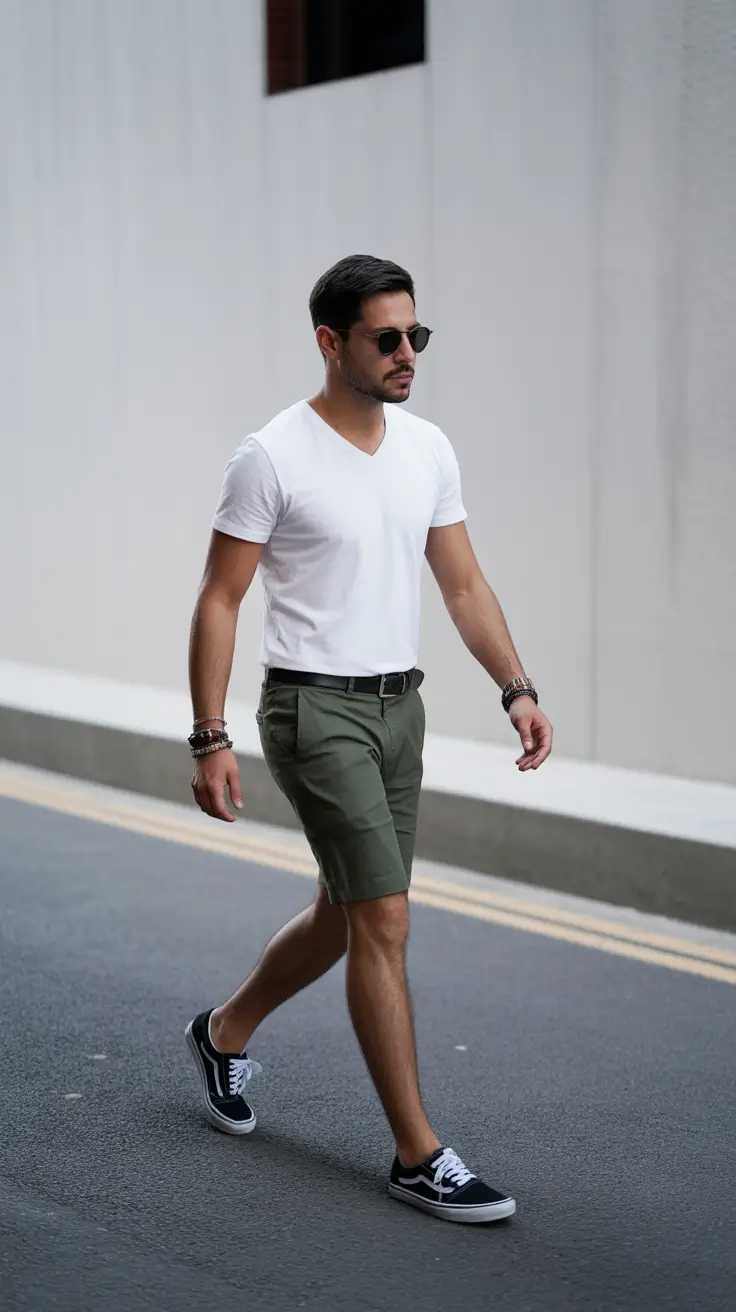 summer outfits for men 2026 Clean Casual With Tailored Shorts Energy