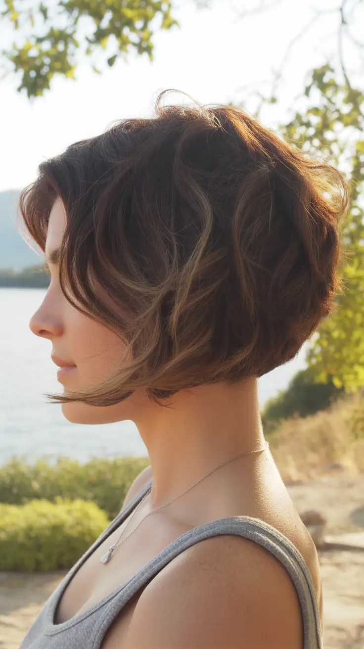 summer short haircut ideas 2026 Airy Wavy Bob With Sunlit Movement