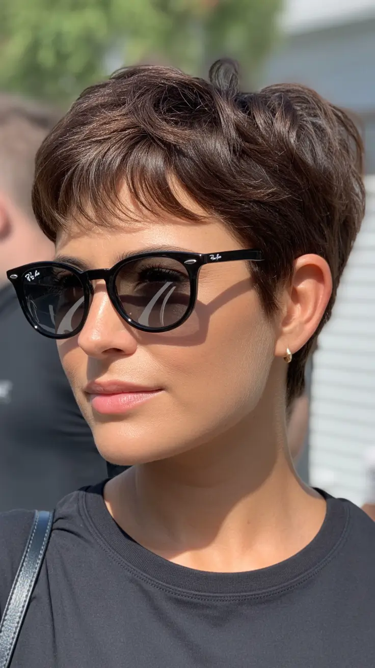 summer short haircut ideas 2026 Classic Short Pixie With Feathered Texture
