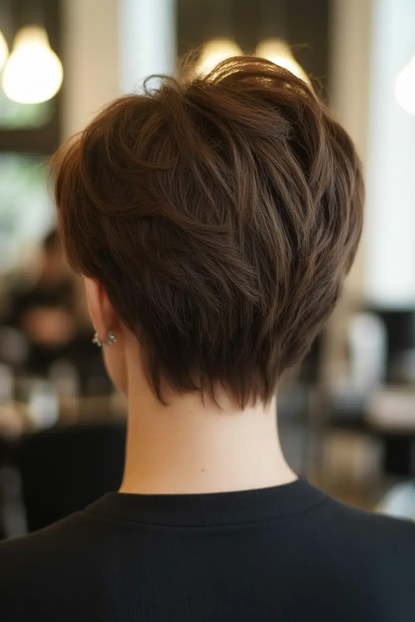 summer short haircut ideas 2026 Feathered Tapered Pixie With Clean Nape