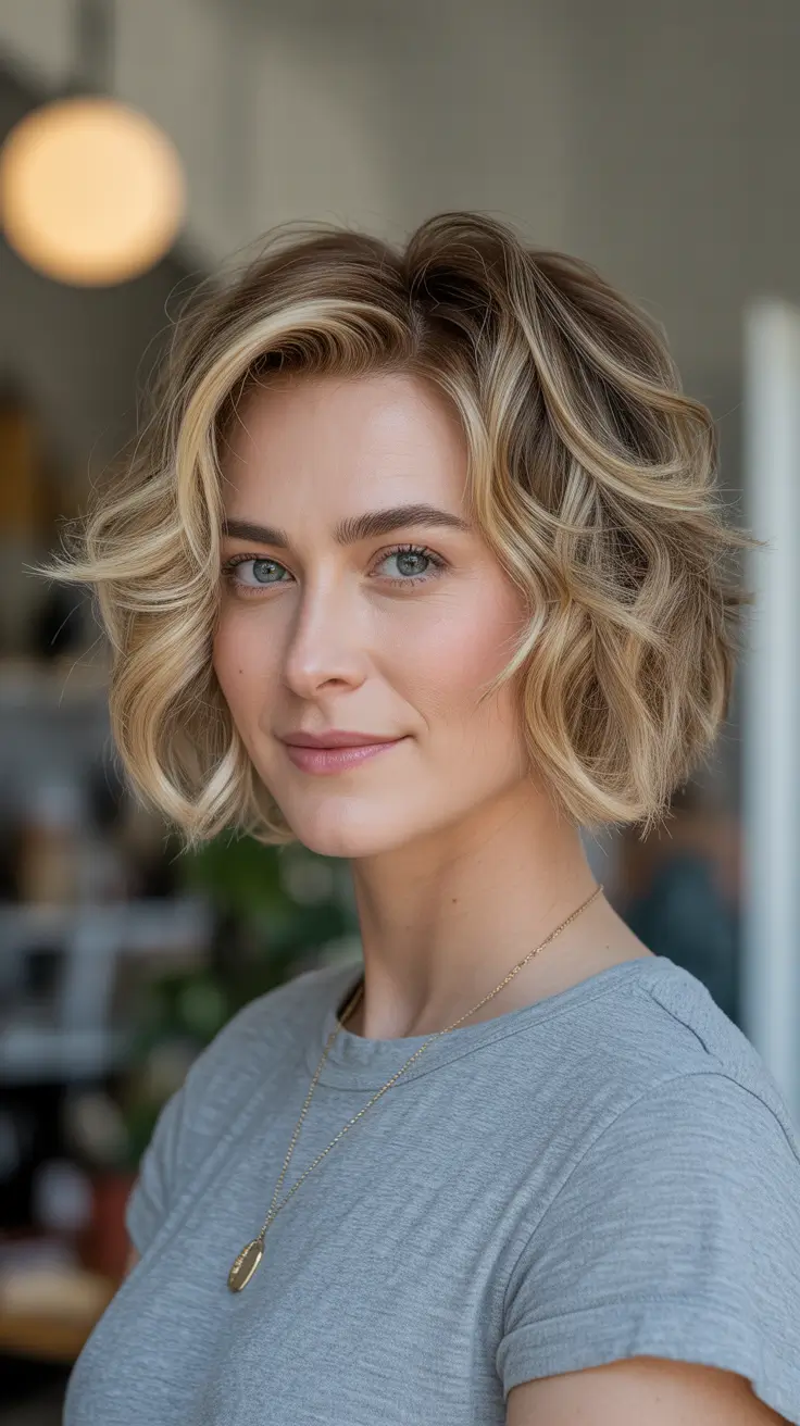 summer short haircut ideas 2026 Soft Wavy Bob With Lived In Texture