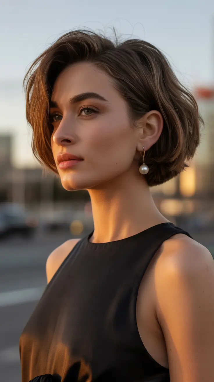summer short haircut ideas 2026 Chic Blunt Bob With A Golden Hour Finish