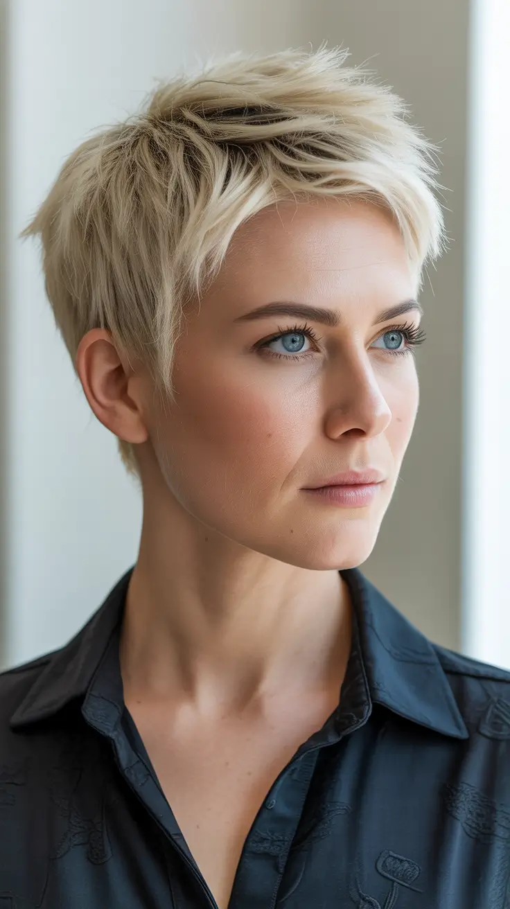 summer short haircut ideas 2026 Choppy Textured Pixie With Piecey Layers