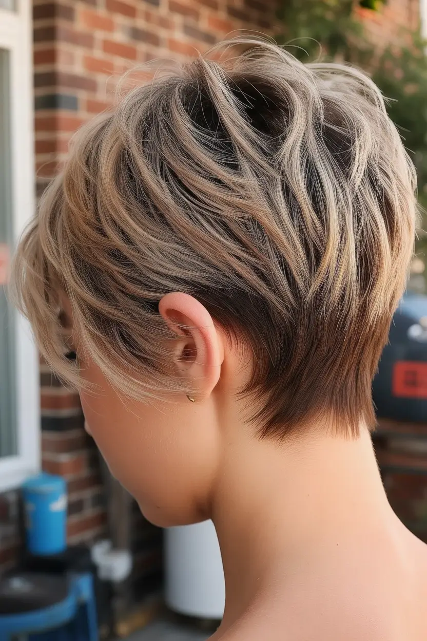summer short haircut ideas 2026 Layered Pixie Bob With Dimensional Blonde