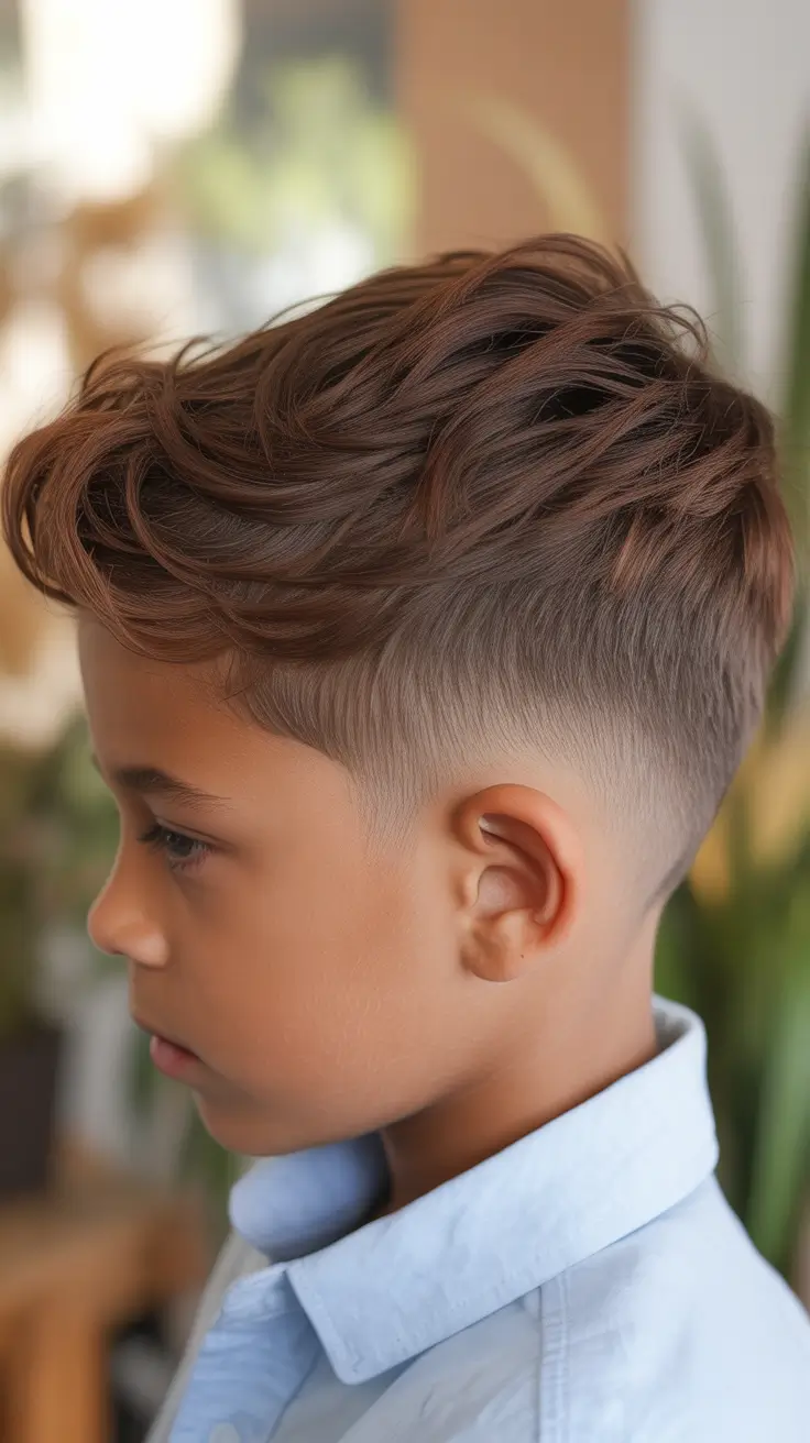 summer haircuts for boys kids Voluminous Textured Top With Clean Skin Fade