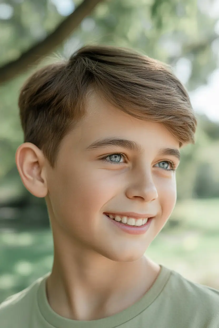 summer haircuts for boys 2026 Classic Side Sweep With Clean Taper