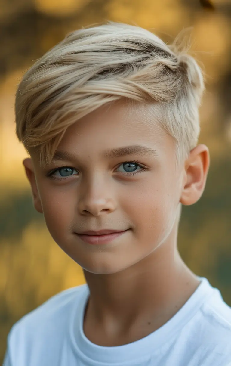 boys summer haircuts 2026 Clean Blonde Side Sweep With Light Undercut