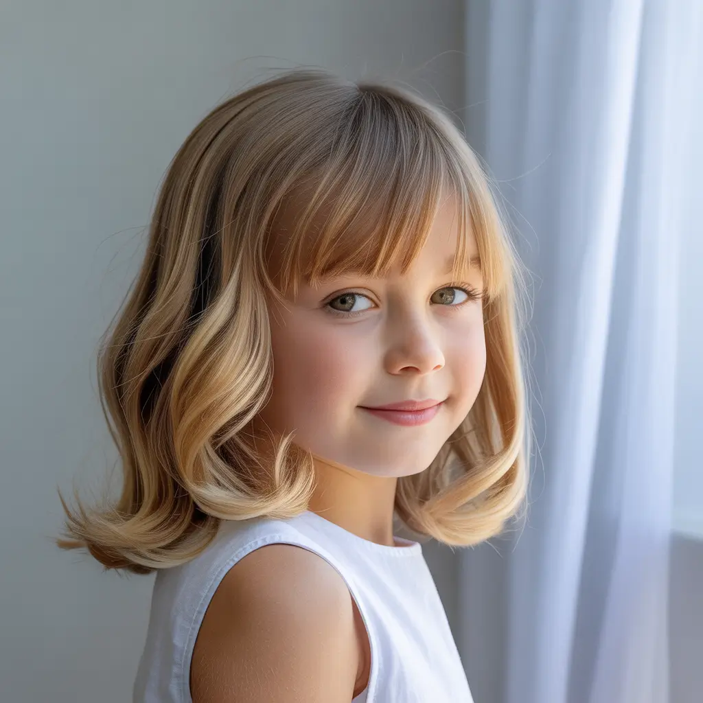 summer haircuts for girls 2026 Soft Layered Bob With Airy Bangs