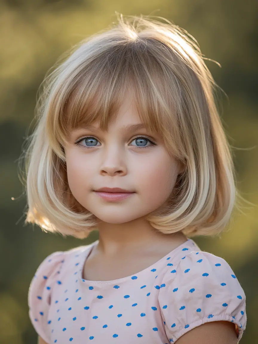 summer haircuts for girls 2026 Blunt Classic Bob With Full Soft Fringe