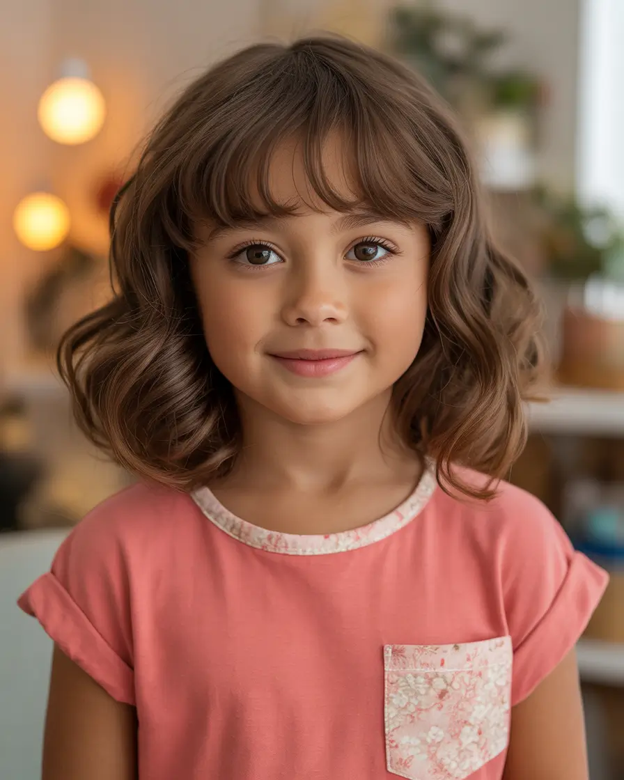 summer haircuts for girls 2026 Soft Voluminous Waves With Curtain Bangs