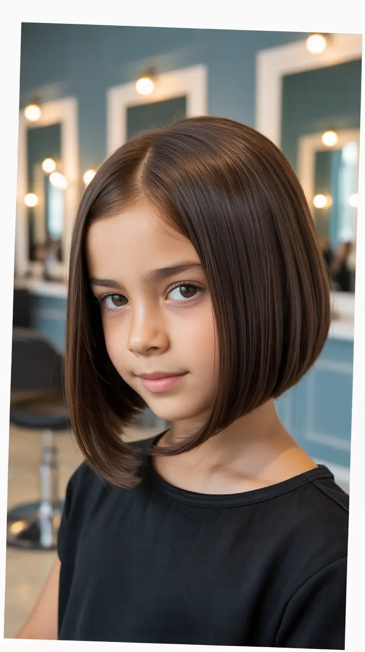 summer haircuts for girls 2026 Polished Angled Bob With Glass-Like Shine