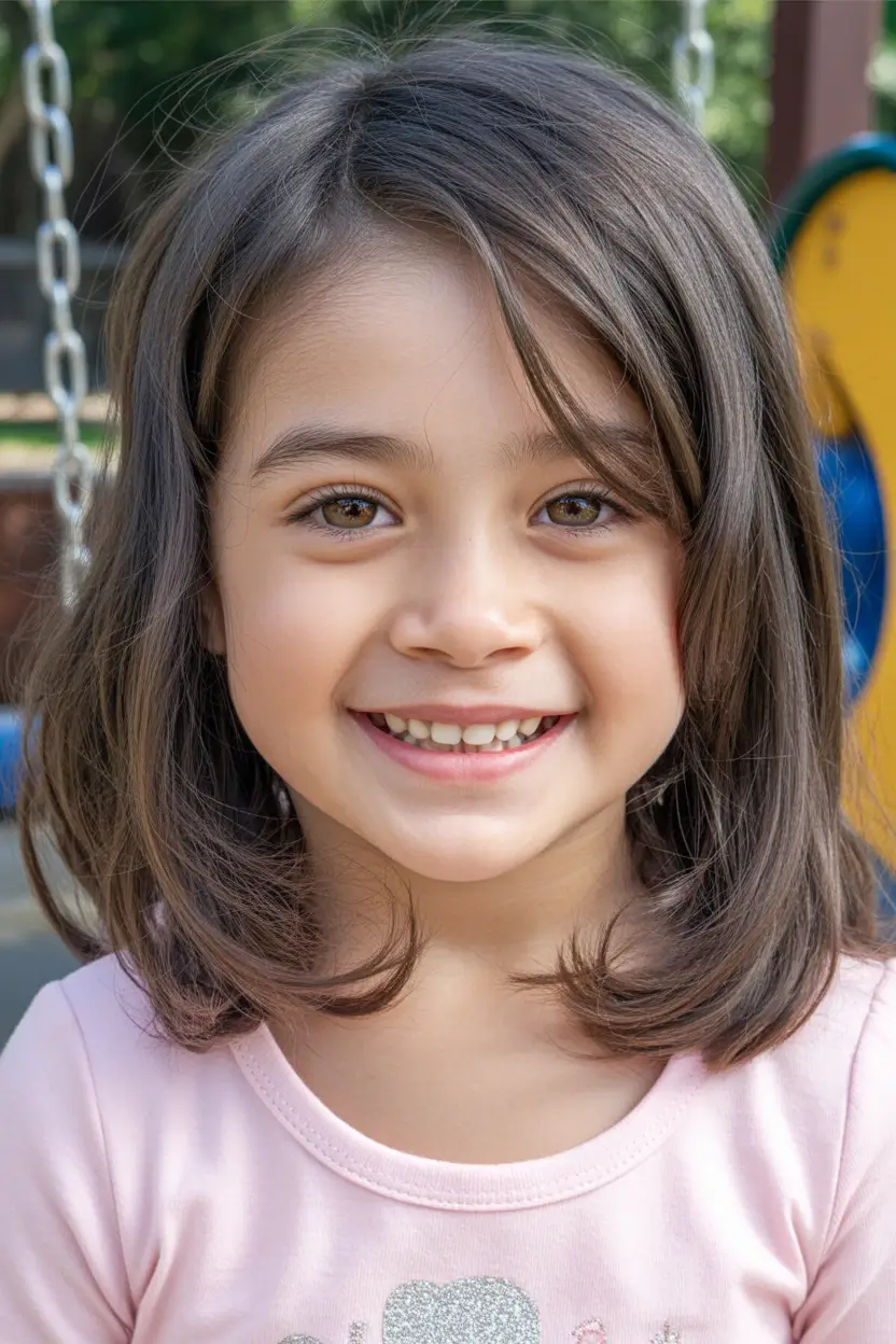 summer haircuts for girls 2026 Rounded Shoulder-Length Cut With Volume