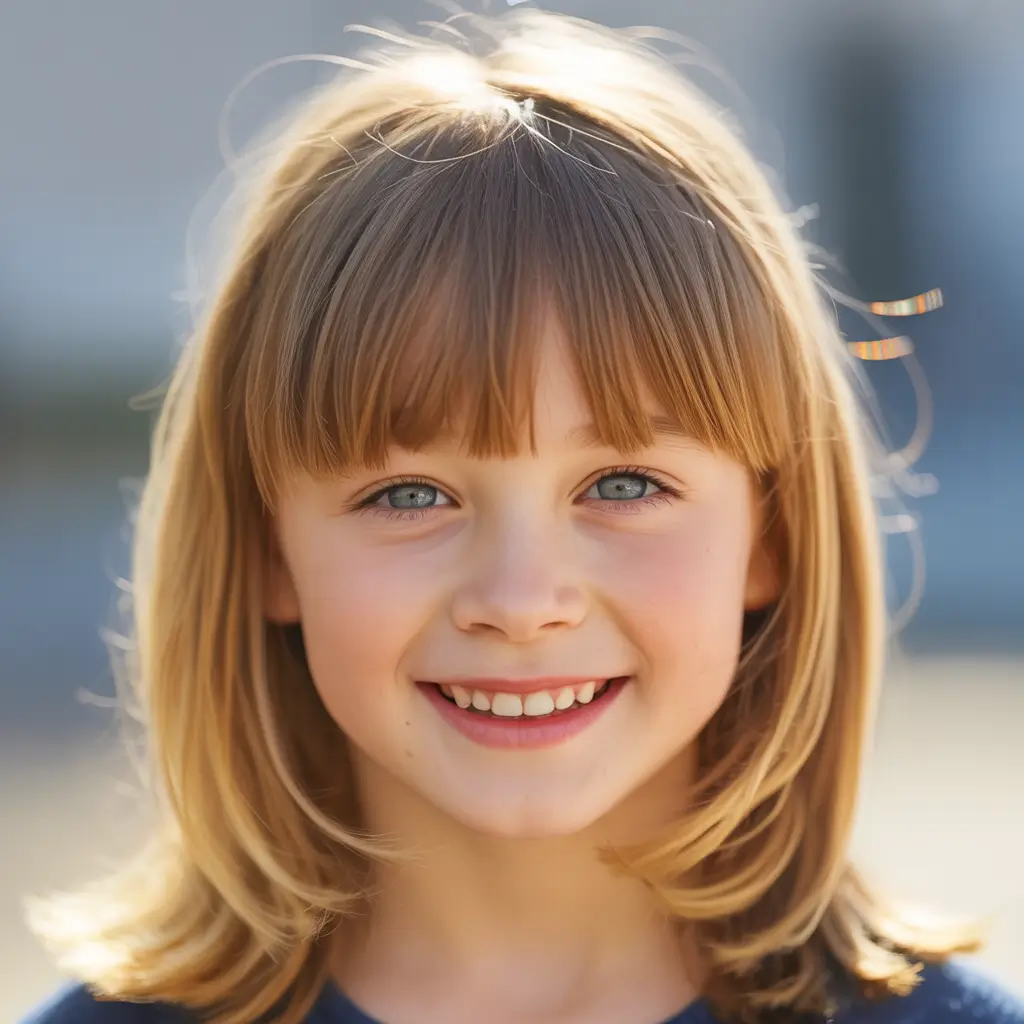 summer haircuts for girls 2026 Classic Straight Cut With Soft Bangs