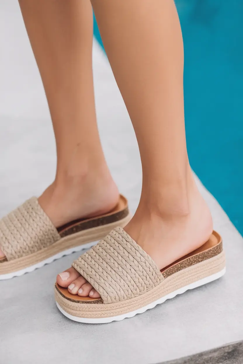 summer footwear ideas Textured Slide Sandals That Capture Relaxed Summer Energy