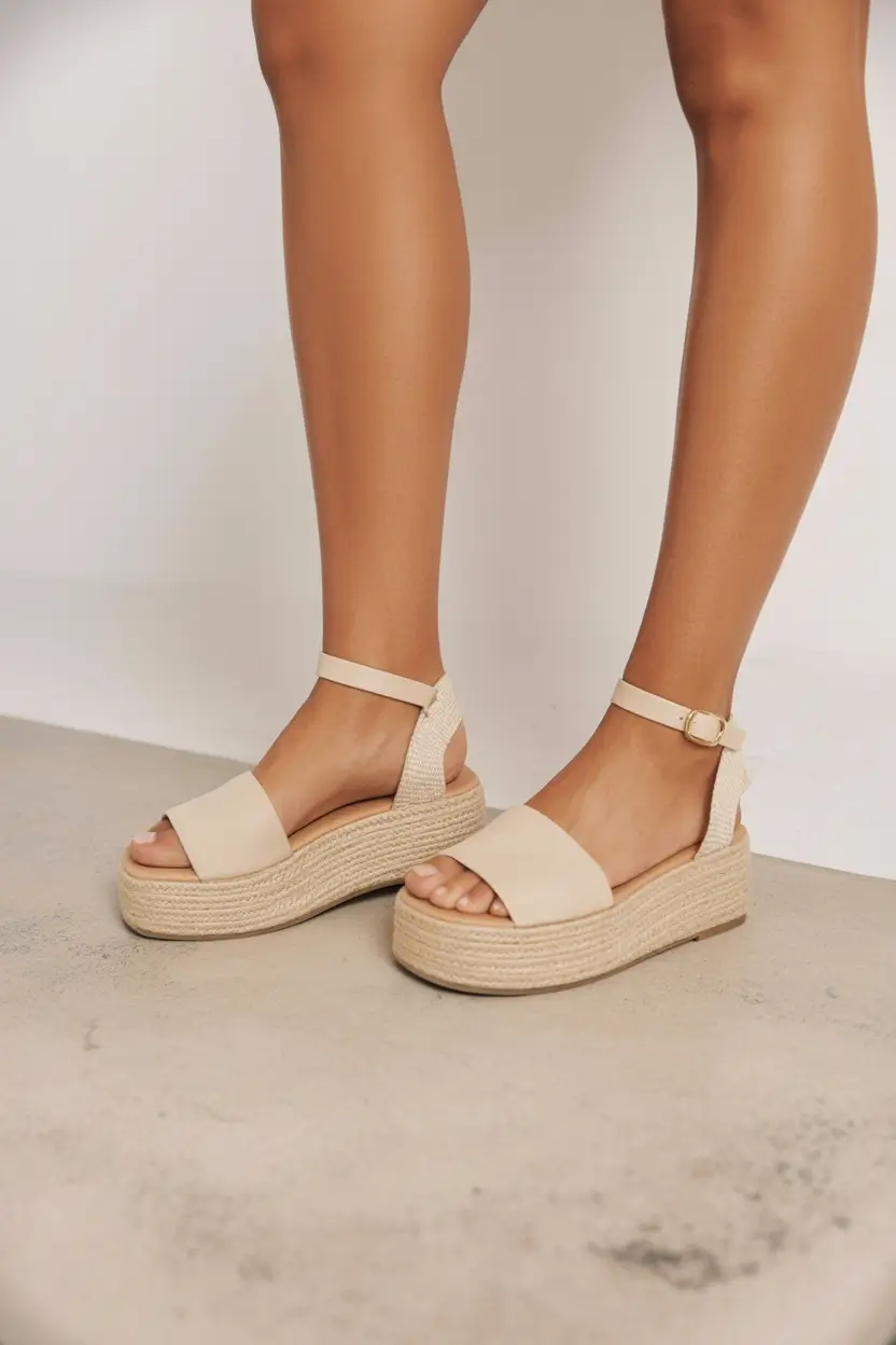 summer footwear ideas Minimal Cream Platforms For Effortless Days